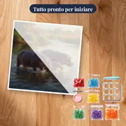 Famiglia di ippopotami nel fiume – kit pronto per iniziare