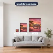 Zebre all'abbeveratoio sotto il cielo rosa – misure disponibili