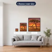 Giraffe and Calf at Sunset – available sizes