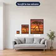 Giraffa e cucciolo sotto l'acacia – misure disponibili