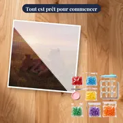 Lionne et lionceaux dans les herbes hautes – kit prêt à commencer