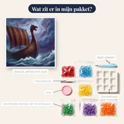 Drakkar met drakenkop op stormachtige zee – inhoud van het pakket