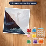 Drakkar met drakenkop op stormachtige zee – pakket klaar om te beginnen