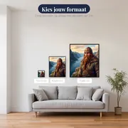 Vikingkrijger met gevlochten baard aan de fjord – beschikbare formaten