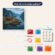 Vikingdorp aan de fjord met rook – inhoud van het pakket