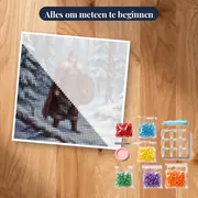Schildmaagd met bijl in het sneeuwwoud – pakket klaar om te beginnen