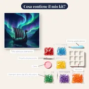Drakkar sotto l'aurora boreale – contenuto del kit