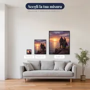 Coppia vichinga su scogliera all'alba – misure disponibili
