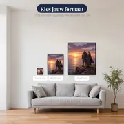 Vikingpaar op klif bij zonsopgang – beschikbare formaten