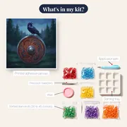 Raven on Viking Shield with Ornaments – kit contents