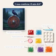 Corvo su scudo vichingo decorato – contenuto del kit