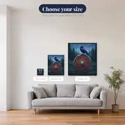 Raven on Viking Shield with Ornaments – available sizes