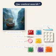 Drakkar dans le fjord brumeux – contenu du kit
