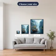 Vikings Rowing Through Misty Fjord – available sizes
