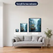 Vichinghi remano nel fiordo brumoso – misure disponibili