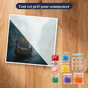 Drakkar dans le fjord brumeux – kit prêt à commencer