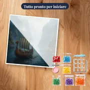 Vichinghi remano nel fiordo brumoso – kit pronto per iniziare