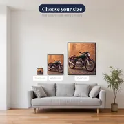 Vintage Cafe Racer Against Brick Wall – available sizes