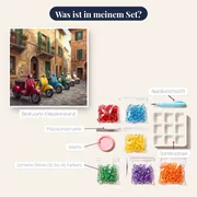 Bunte klassische Roller in Italien – Inhalt des Sets