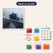 Touring Motorcycle on a Foggy Bridge – kit contents