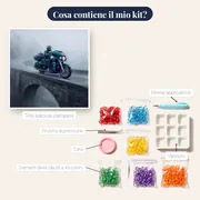 Moto da turismo sul ponte nella nebbia – contenuto del kit