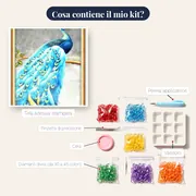 Pittura a diamante Pavone: Il Gioiello Azzurro – contenuto del kit
