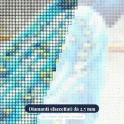 Pittura a diamante Pavone: Il Gioiello Azzurro – primo piano dei diamanti