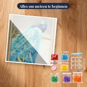 Diamantschilderij Pauw: Het Azuren Juweel – pakket klaar om te beginnen