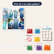 Diamantschilderij pauwen : Het Hemelse Duo – inhoud van het pakket