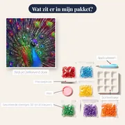 Diamantschilderij Pauw: De majestueuze regenboog – inhoud van het pakket
