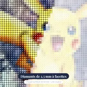 Diamond Painting Pokémon Pikachu Aquarelle Pop – gros plan des diamants
