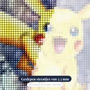 Diamond Painting Pokémon Pikachu Aquarel Pop – close-up van de steentjes
