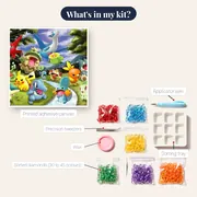Pokémon Diamond Painting Gathering by the Riverbank – kit contents