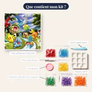 Diamond Painting Pokémon Rassemblement au Bord de la Rivière – contenu du kit