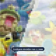 Diamond Painting Pokémon Bijeenkomst aan de Rivieroever – close-up van de steentjes