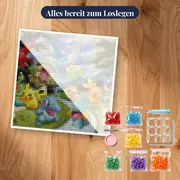 Diamond Painting Pokémon Treffen am Flussufer – Set bereit zum Loslegen