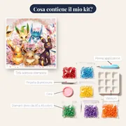 Diamond Painting Pokémon Giardino Fiorito delle Eeveelution – contenuto del kit