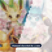 Diamond Painting Pokémon Giardino Fiorito delle Eeveelution – primo piano dei diamanti