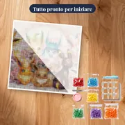 Diamond Painting Pokémon Giardino Fiorito delle Eeveelution – kit pronto per iniziare