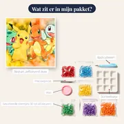 Diamond Painting Pokémon Kanto Kwartet Aquarel – inhoud van het pakket