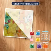Diamond Painting Pokémon Kanto-Quartett Aquarell – Set bereit zum Loslegen