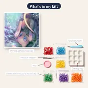Pokémon Diamond Painting Mew's Aquatic Dream – kit contents