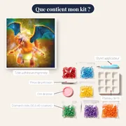 Diamond Painting Pokémon Dracaufeu – contenu du kit