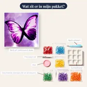 Diamantschilderij Vlinder: De violette droom – inhoud van het pakket