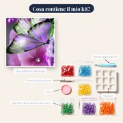 Pittura a diamante Farfalla: Radiosità dell'ametista – contenuto del kit