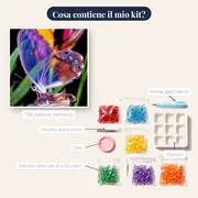 Pittura a diamante Farfalla: la farfalla gioiello – contenuto del kit
