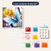 Pittura a diamante Farfalla: il bagliore luminoso – contenuto del kit