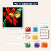 Schmetterling: Glanz auf roter Blume – Inhalt des Sets