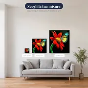 Pittura a diamante Farfalla: lo splendore del fiore rosso – misure disponibili