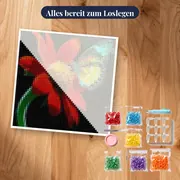 Schmetterling: Glanz auf roter Blume – Set bereit zum Loslegen